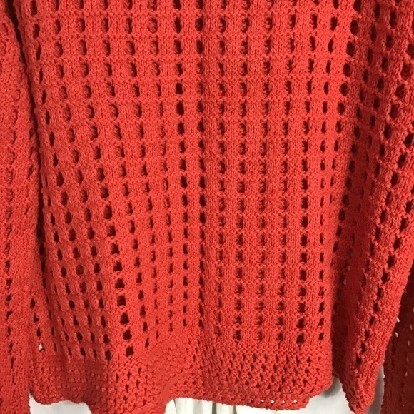 Free People Red Orange Open Knit Sweater Mock Neck Fall Favorite Cable Knit - Picture 6 of 6